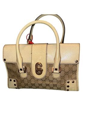 Gucci Beige Monogram Handbag Sherry Line